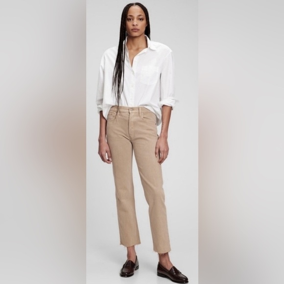 Gap | 2022 Tan Cheeky High Rise Straight Denim Jeans Size 10 Fall Neutral - Picture 2 of 13